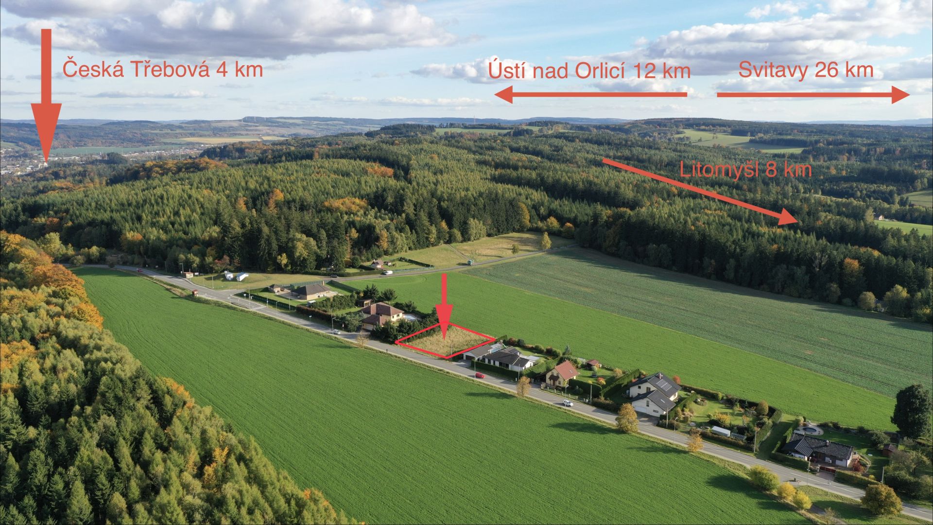 Parcela pro výstavbu rodinného domu, číslo: 361/22, velikost 1202m2, Zhoř u České Třebové